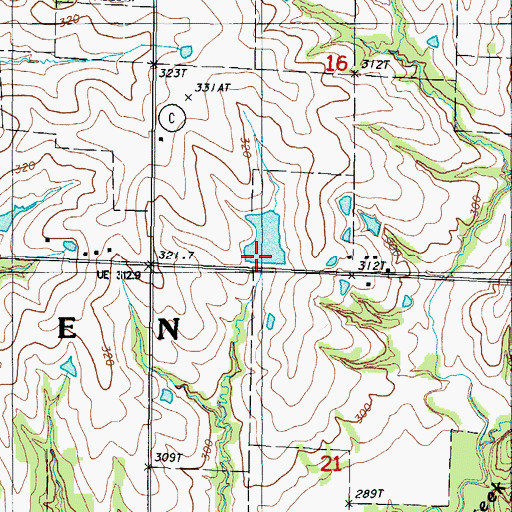 Topographic Map of Dunfee Lake Dam, MO