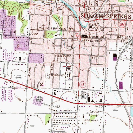 Topographic Map of Southside Elementary School, AR