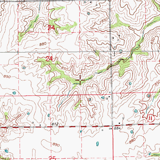Topographic Map of James Lake, MO
