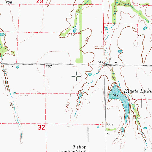 Topographic Map of Eisele Lake Dam, MO