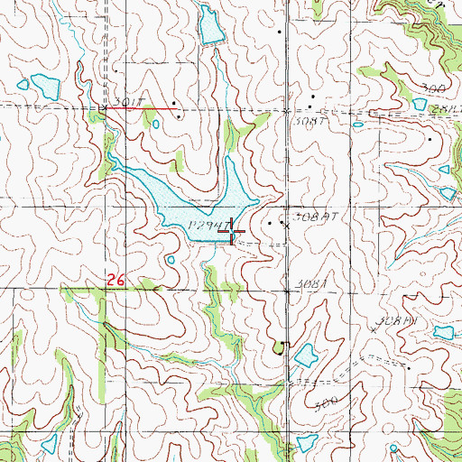 Topographic Map of Panther Creek Watershed Dam B-10, MO