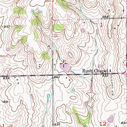 Topographic Map of Harts Lake, MO