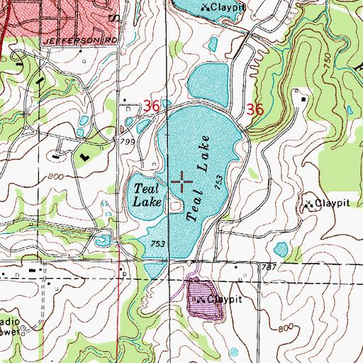 Topographic Map of Teal Lake, MO