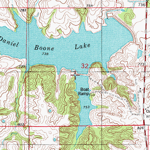 Topographic Map of Wilson South Lake Dam, MO