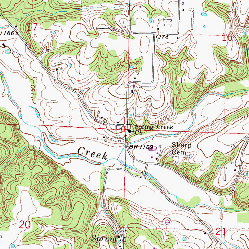 Topographic Map of Spring Creek, AR