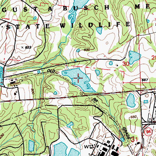 Topographic Map of Busch Area Lake Number 51, MO