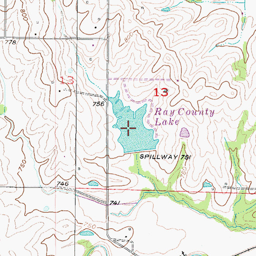 Topographic Map of Ray County Lake, MO
