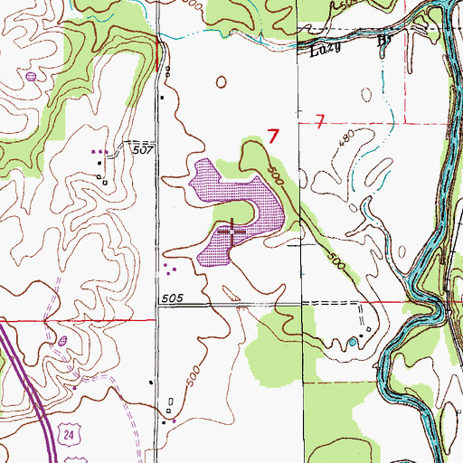 Topographic Map of Wiseman Recreation Lake, MO