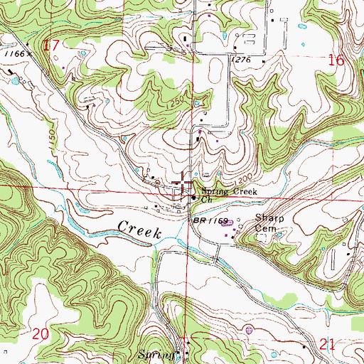Topographic Map of Spring Creek School (historical), AR
