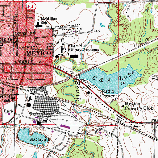 Topographic Map of C and A Lake Dam, MO