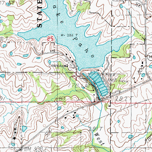Topographic Map of Lake Paho Dam, MO