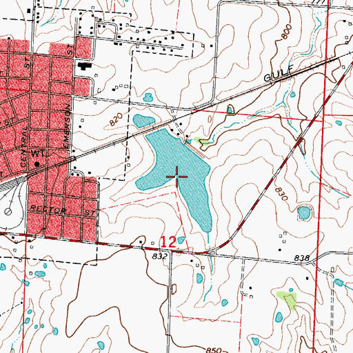 Topographic Map of Slater Lake, MO