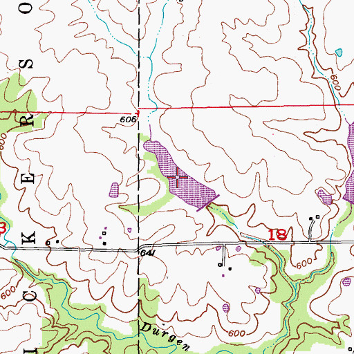 Topographic Map of Durgens Creek Watershed Lake 1 B, MO