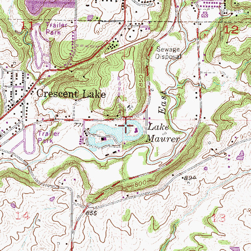 Topographic Map of Maurer Lake Dam, MO