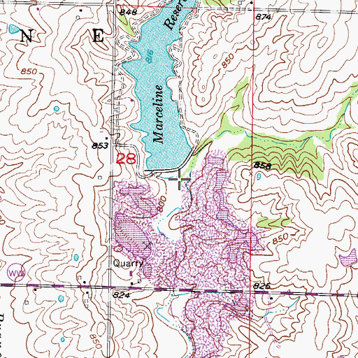 Topographic Map of Marceline City Reservoir Dam, MO
