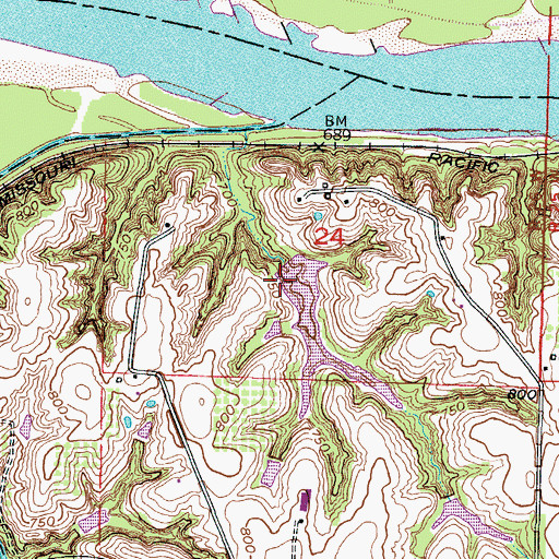 Topographic Map of Tabo Creek Watershed Structure A-23 Dam, MO