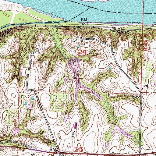 Topographic Map of Lafayette A-23 Lake, MO