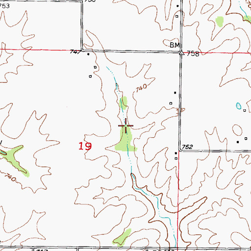Topographic Map of Bear Creek Watershed Structure F-20 Dam, MO