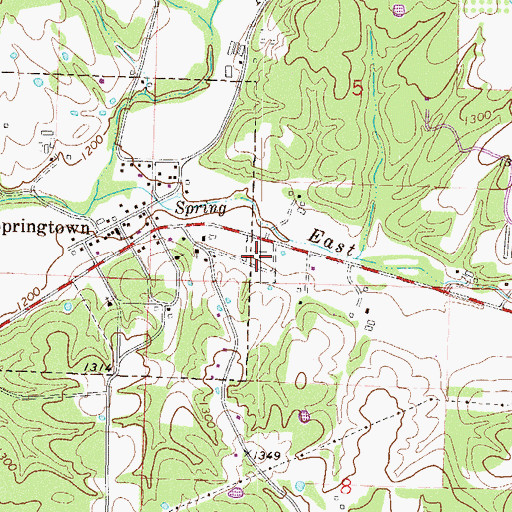 Topographic Map of Springtown Cemetery, AR