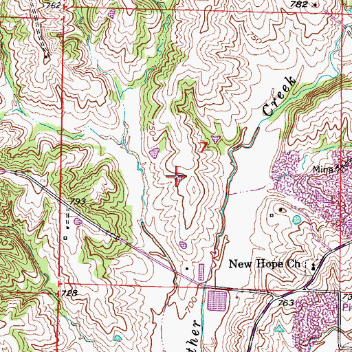 Topographic Map of Shady Oaks Lake, MO