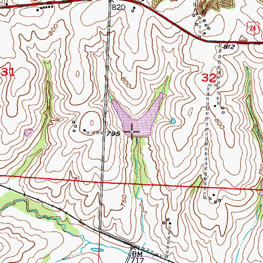 Topographic Map of Tabo Creek Watershed Structure D-20 Dam, MO