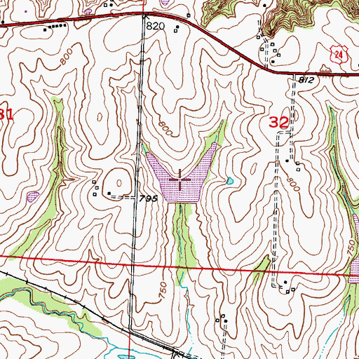 Topographic Map of Lafayette D10 Lake, MO