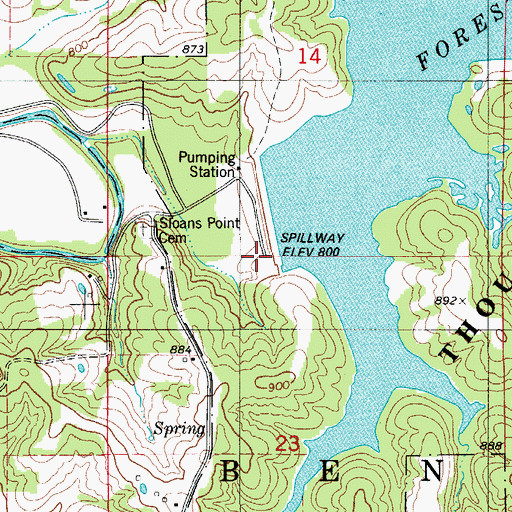 Topographic Map of Forest Lake Dam, MO