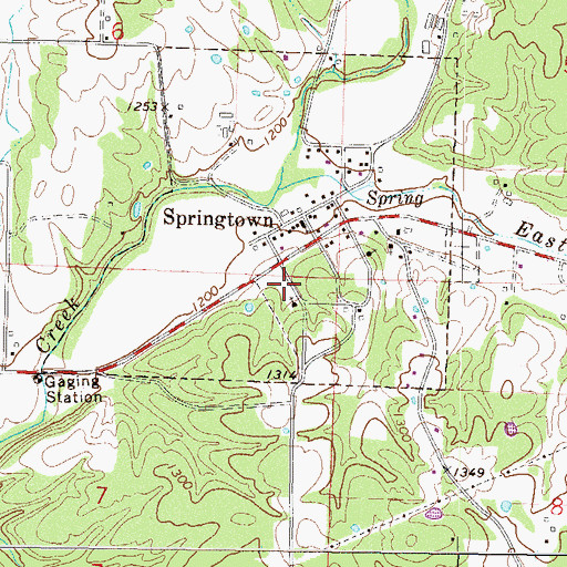 Topographic Map of Springtown School (historical), AR