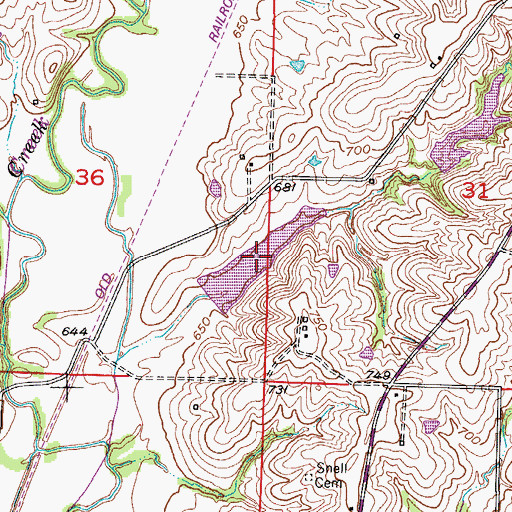 Topographic Map of Taylors Folly Reservoir, MO