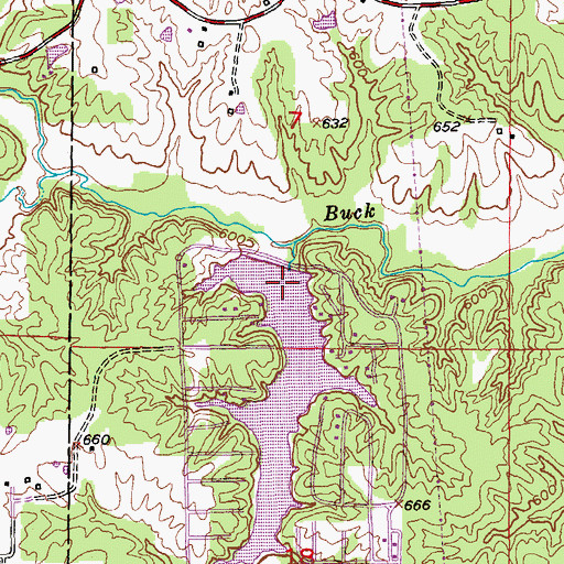 Topographic Map of Lake of the Oaks Dam, MO