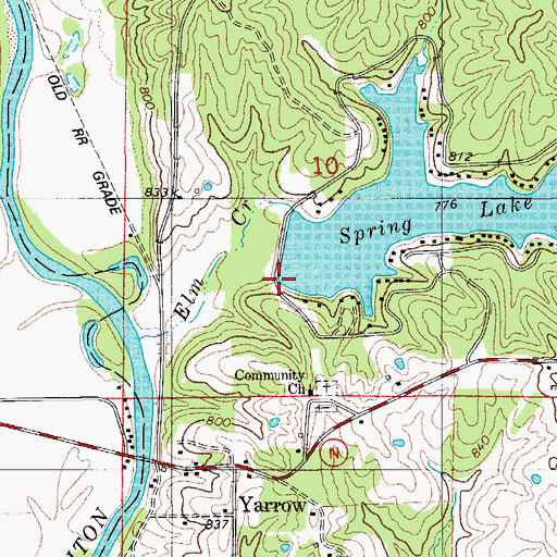 Topographic Map of Spring Lake Dam, MO