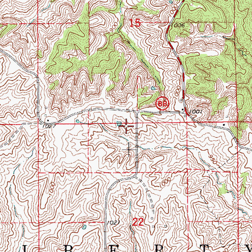 Topographic Map of Eschman Lake Dam, MO