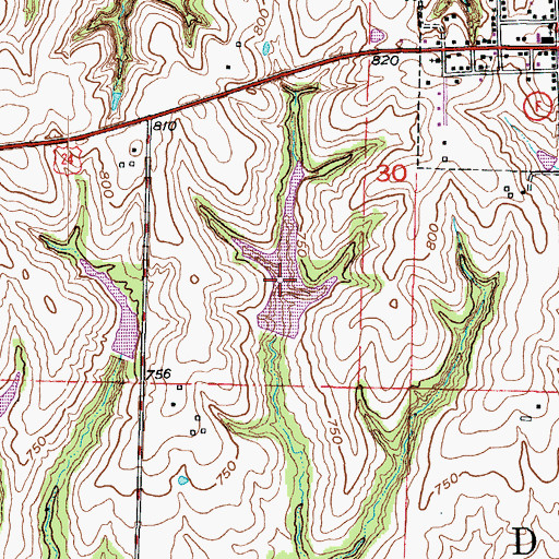 Topographic Map of Lafayette E-20 Lake, MO