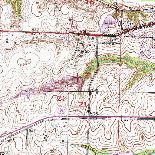 Topographic Map of Dam A-21 Dam, MO