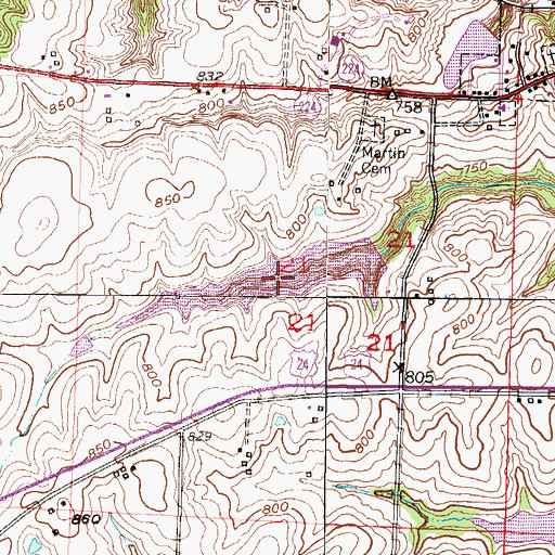 Topographic Map of Lafayette A-21 Lake, MO
