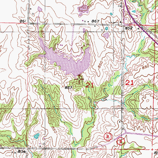 Topographic Map of Backues Lake Dam, MO