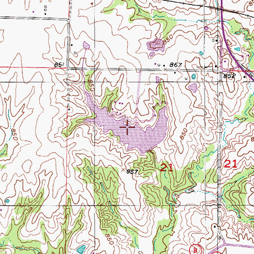 Topographic Map of Backues Lake, MO