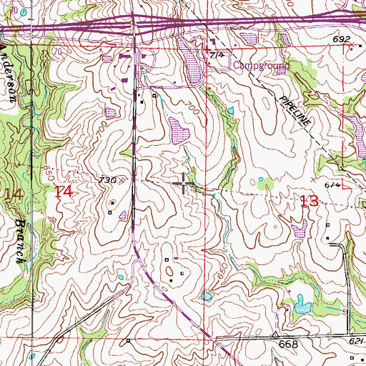 Topographic Map of Windmill Campground Dam, MO