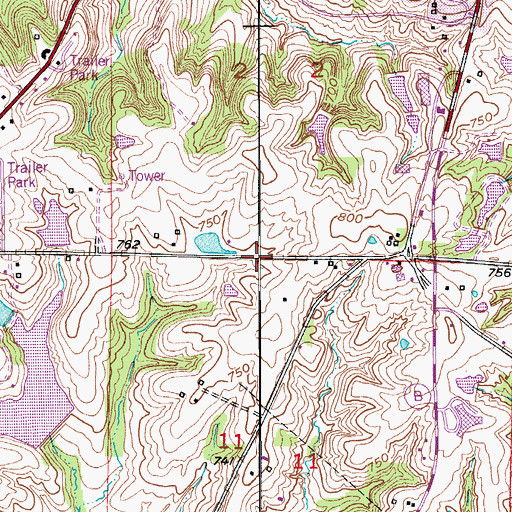 Topographic Map of Southwest Dam Number 1, MO