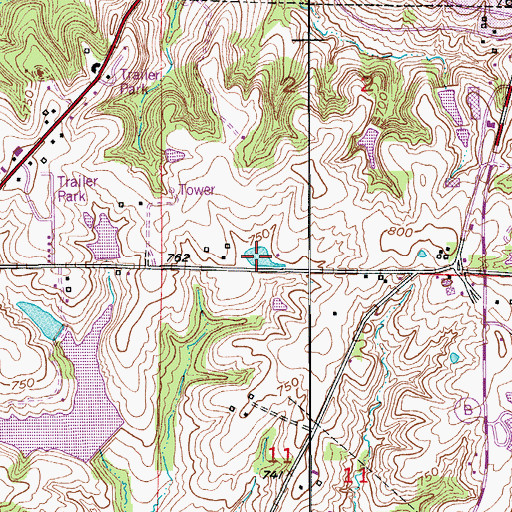 Topographic Map of McCoy Number 1 Reservoir, MO