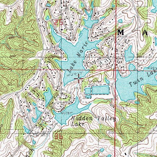 Topographic Map of Lake Marie Dam, MO