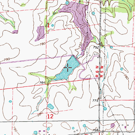 Topographic Map of Fred Wenzel Lake, MO