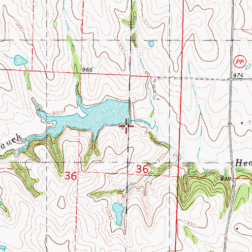 Topographic Map of Hoover Frankum Watershed Structure D-12 Dam, MO