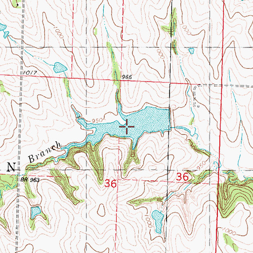 Topographic Map of Hoover Frankum Watershed D 12 Reservoir, MO