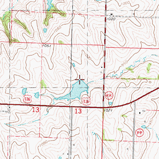 Topographic Map of Hoover Frankum Watershed Structure B-20 Dam, MO