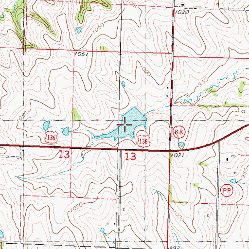 Topographic Map of Hoover Frankum Watershed B 20 Reservoir, MO