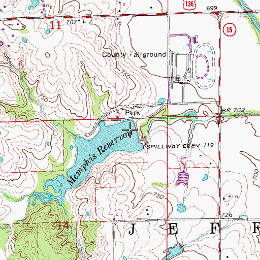 Topographic Map of Memphis Reservoir Dam, MO