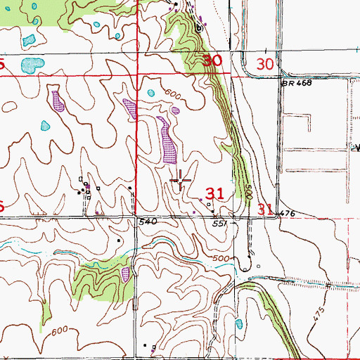 Topographic Map of Number 12 Dam, MO