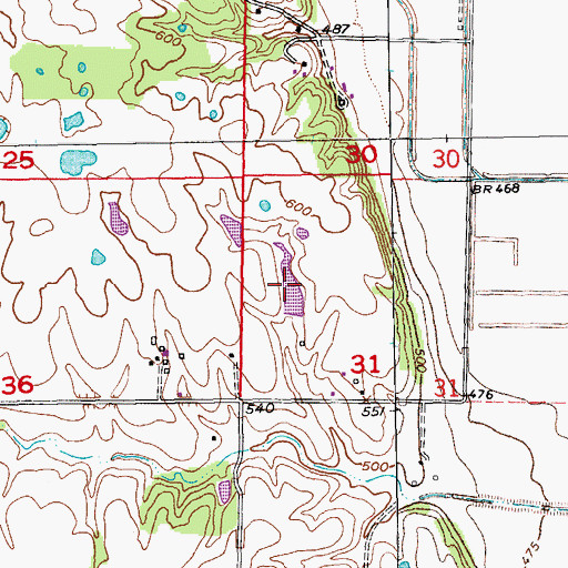 Topographic Map of Number 12 Reservoir, MO