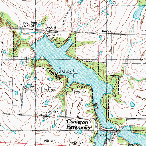 Topographic Map of Cameron Reservoir Number 2, MO